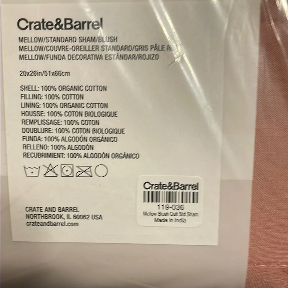 Crate & Barrel Organic Cotton Standard Shams in Mellow Blush